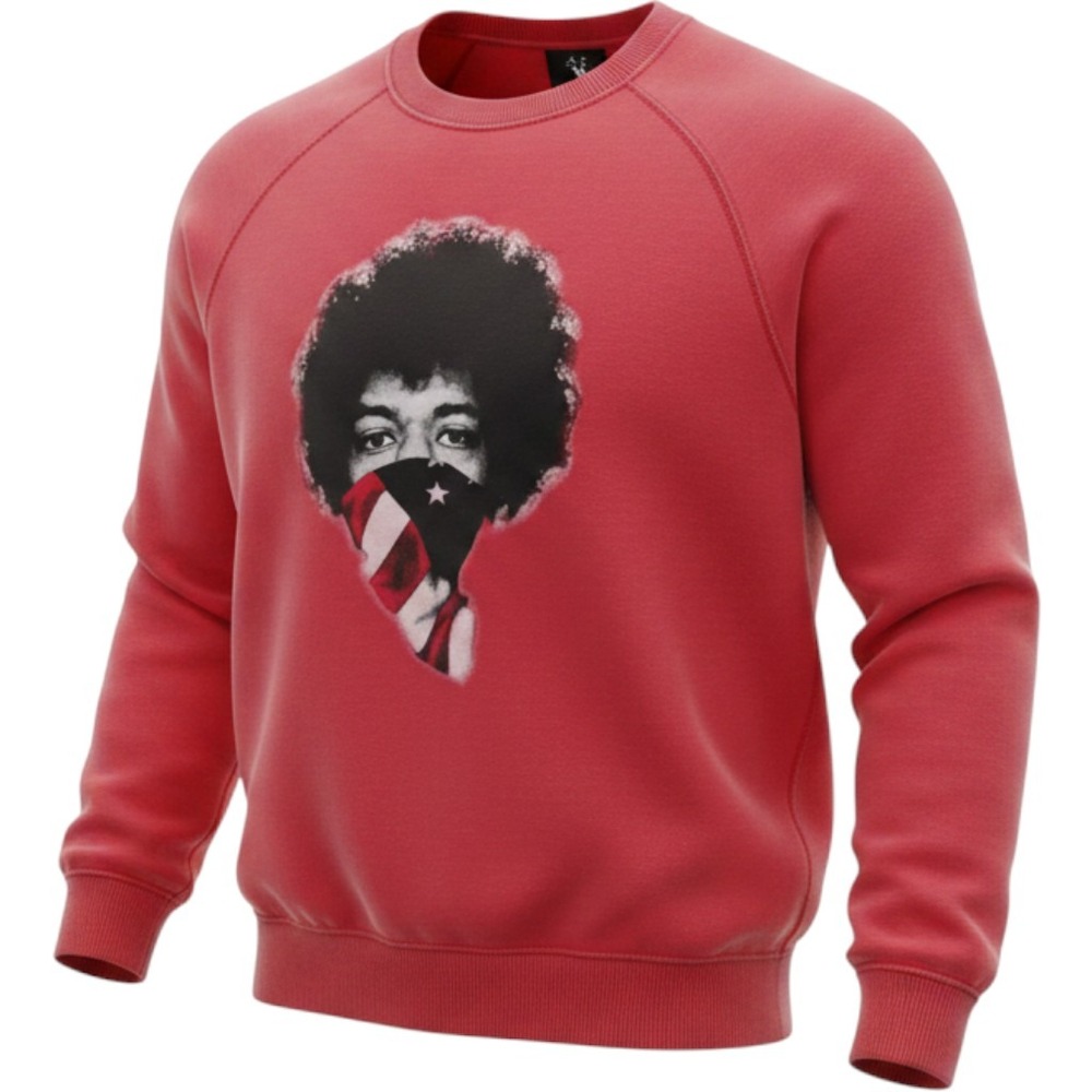 Invisible Bully Jimi Hendrix Graphic Sweatshirt Red Mens Medium Brooklyn Street